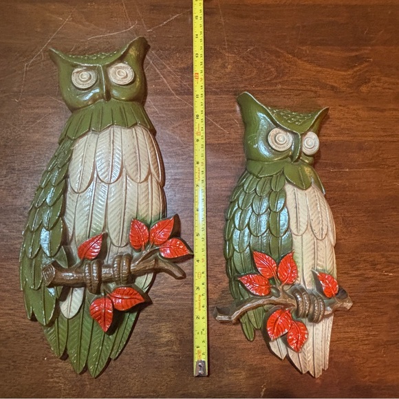 Sexton Vtg 1969 MCM Metal Wall Owls Green Plaques Retro Sexton USA Set of 2 - Picture 15 of 16